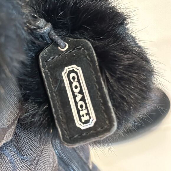 Coach Theona Jacquard Rabbit Fur Trim Zip Up Boots Size 5 1/2 B - Picture 7 of 16